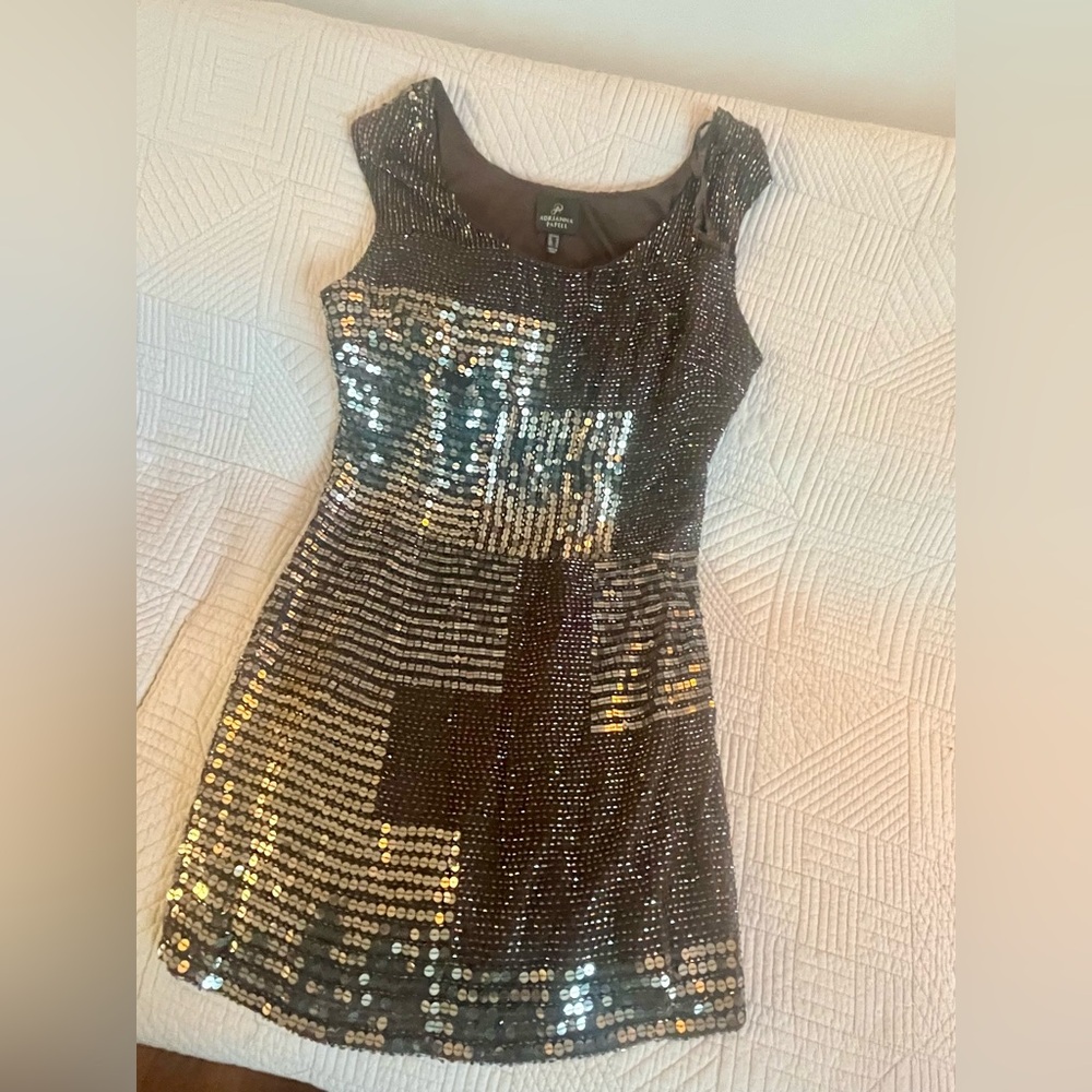 DRESS SEQUIN Adrianna Papell metallic colored bling sparkle !